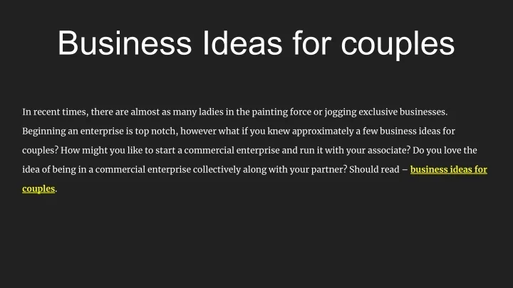 PPT Business Ideas For Couples PowerPoint Presentation Free Download 