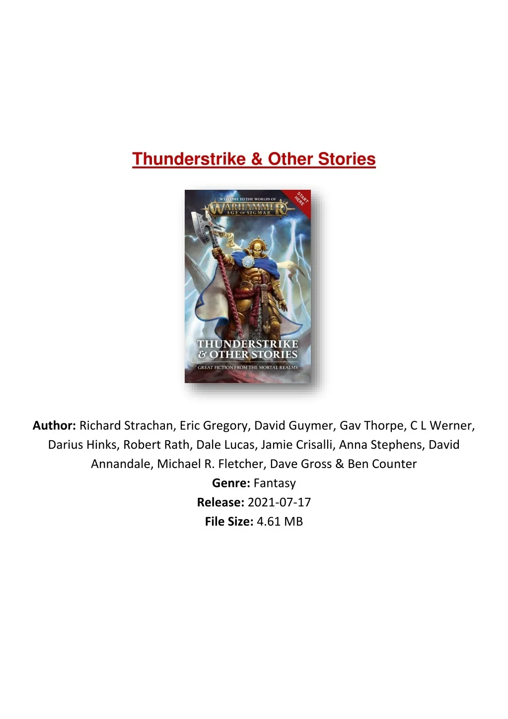PPT - [PDF] Free Download Thunderstrike & Other Stories By Richard ...