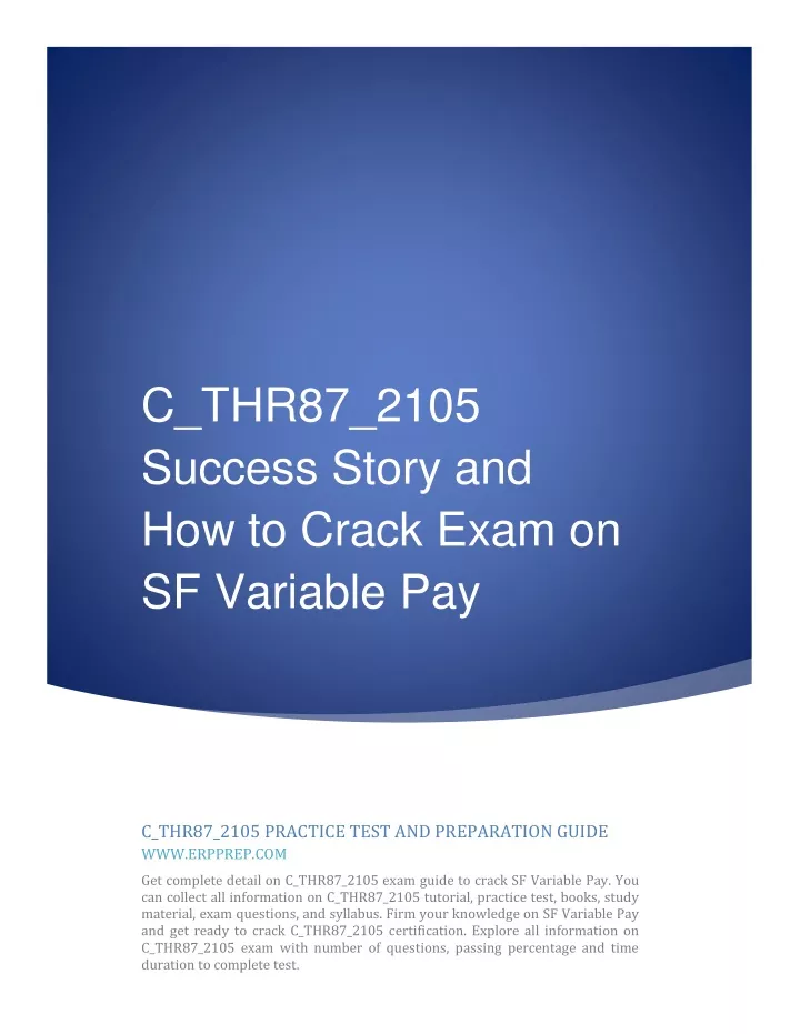 PPT - C_THR87_2105 Success Story and How to Crack Exam on SF Variable Sns-Brigh10