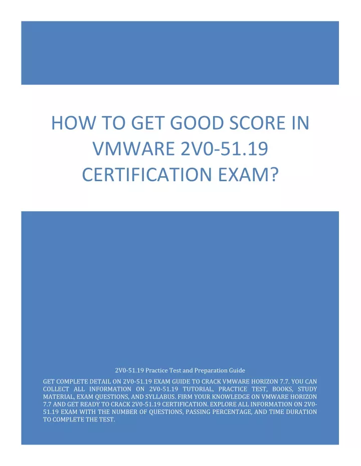 PPT - How to Get Good Score in VMware 2V0-51.19 Certification Exam 