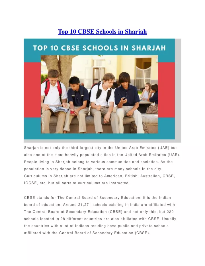 PPT - Top 10 CBSE Schools In Sharjah PowerPoint Presentation, Free ...