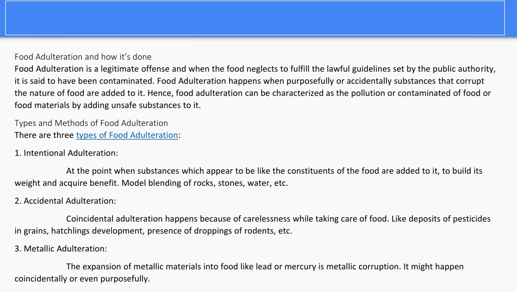 PPT Types Of Food Adulteration Along With Causes PowerPoint 