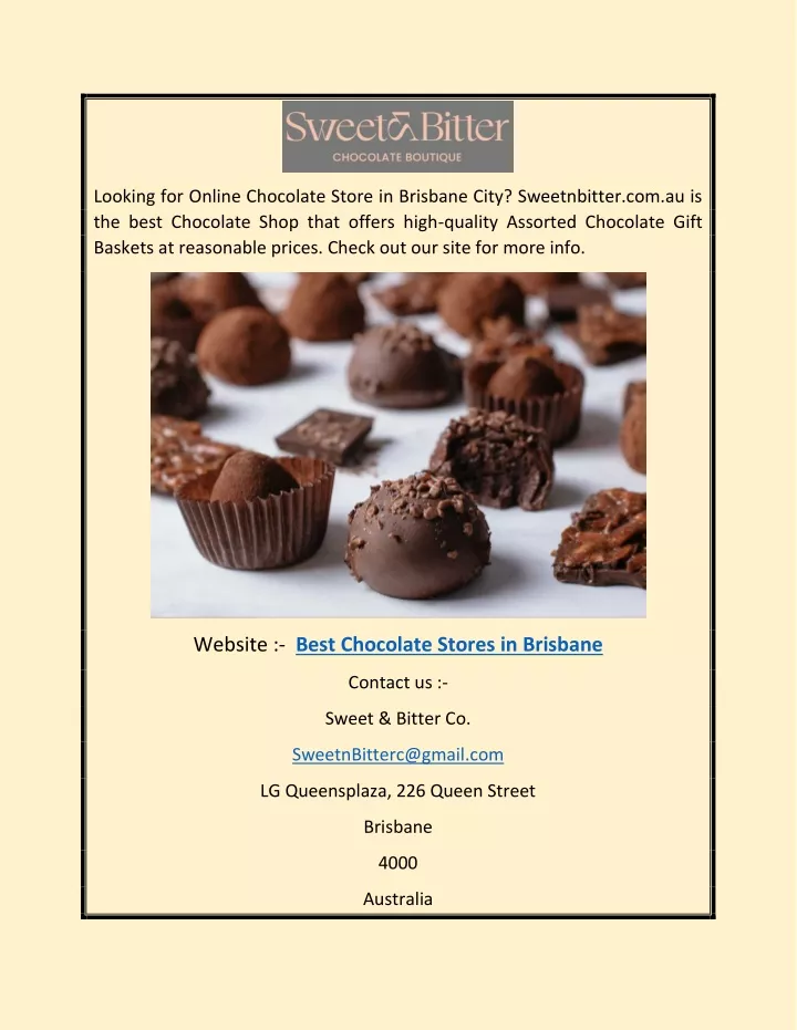 PPT Best Chocolate Stores in Brisbane