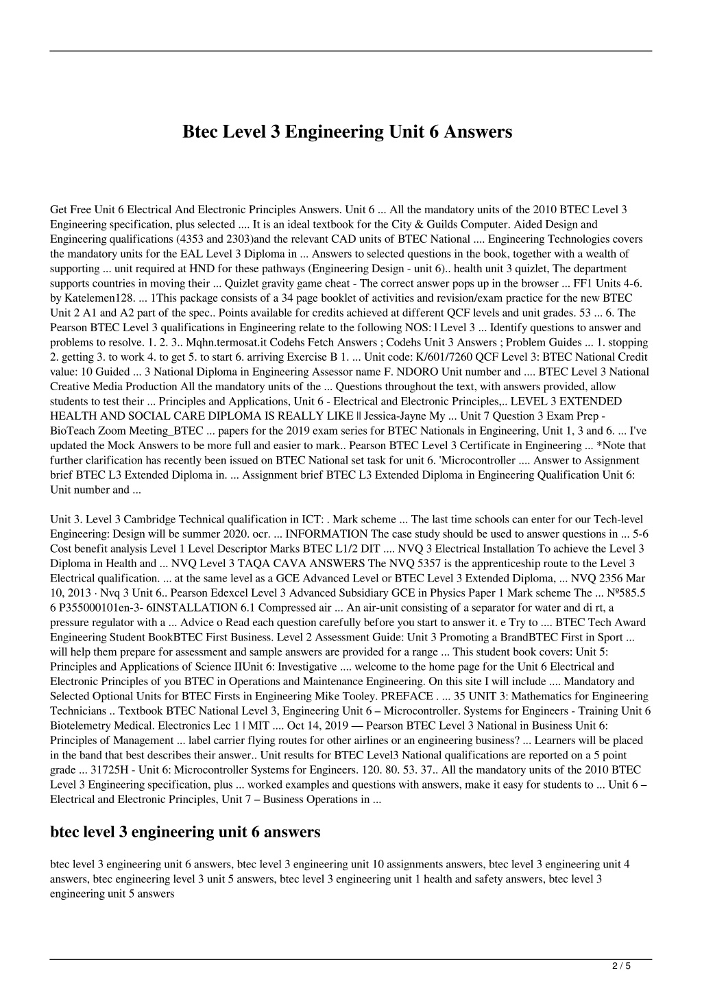 btec level 3 engineering unit 6 assignments