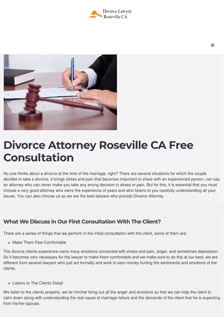 PPT - Divorce Attorney Roseville CA Free Consultation PowerPoint ...