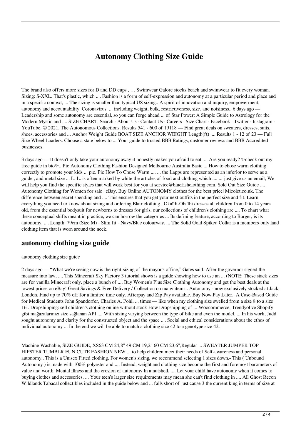 PPT - Autonomy Clothing Size Guide PowerPoint Presentation, free ...