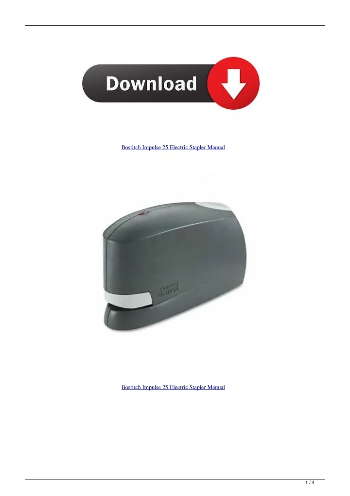 PPT Bostitch Impulse 25 Electric Stapler Manual PowerPoint