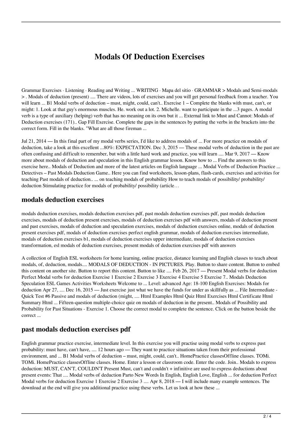 PPT - Modals Of Deduction Exercises PowerPoint Presentation, free ...