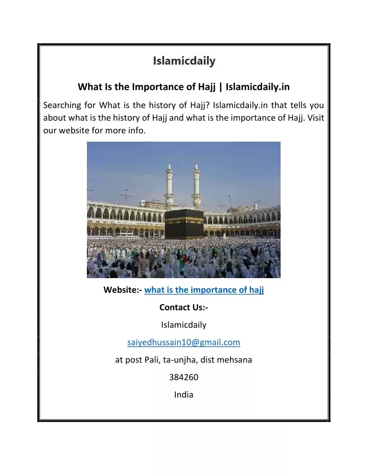 Ppt What Is The Importance Of Hajj Powerpoint Presentation Id 10753230