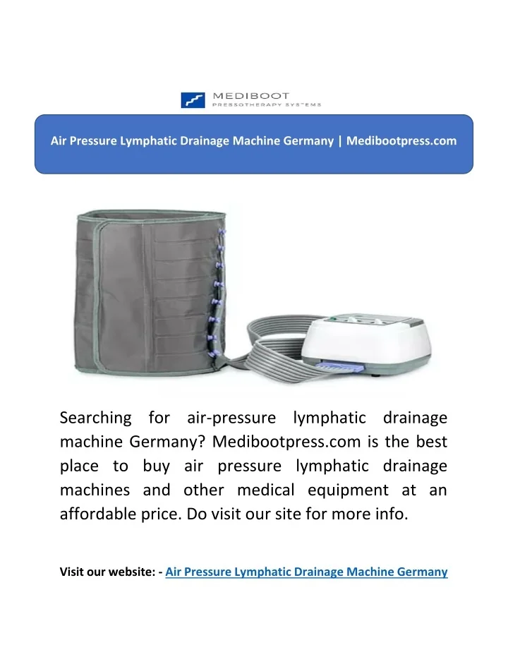 PPT Air Pressure Lymphatic Drainage Machine Germany Medibootpress