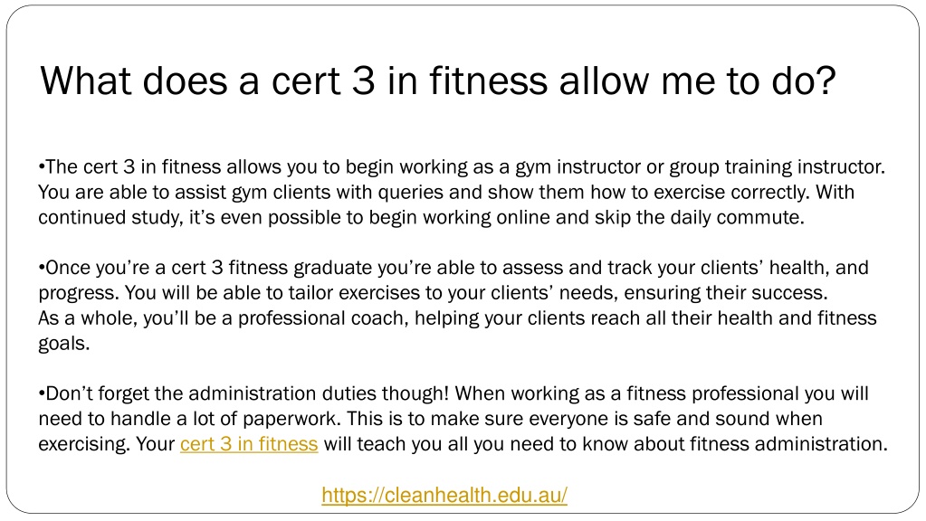 PPT - Cert 3 and 4 fitness online PowerPoint Presentation, free ...