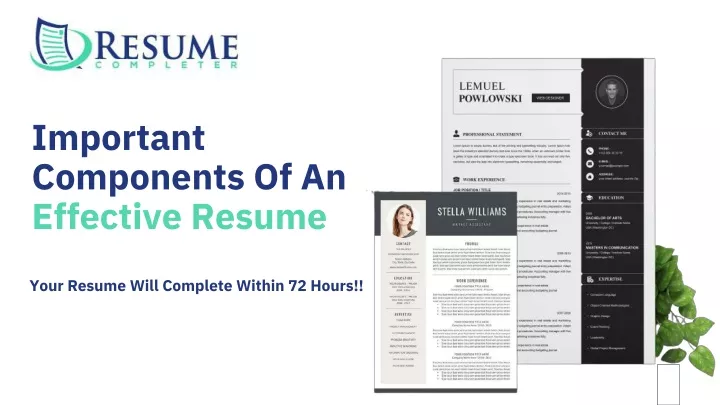 PPT - Important Components Of An Effective Resume PowerPoint ...