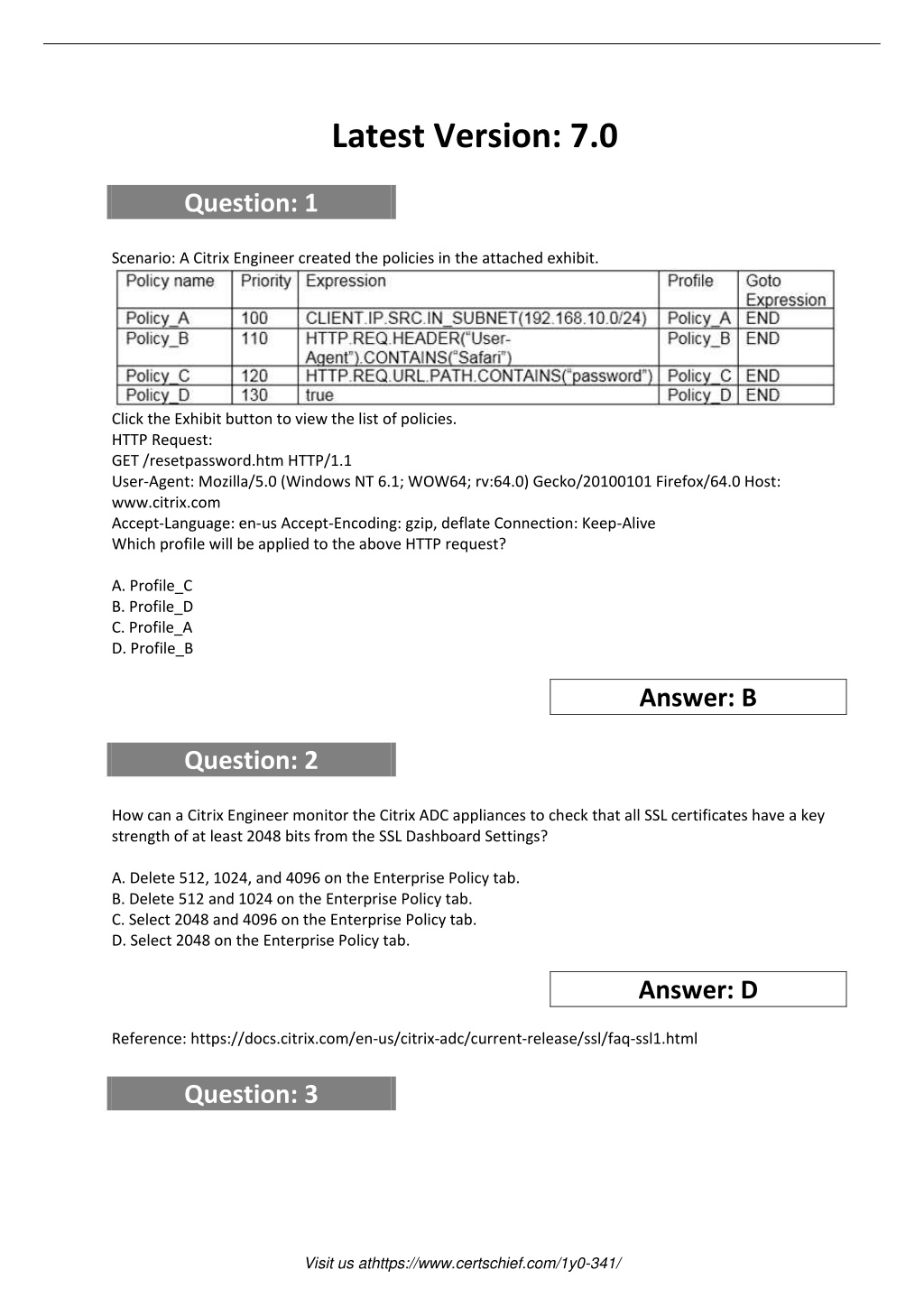 Latest 1Y0-341 Exam Topics