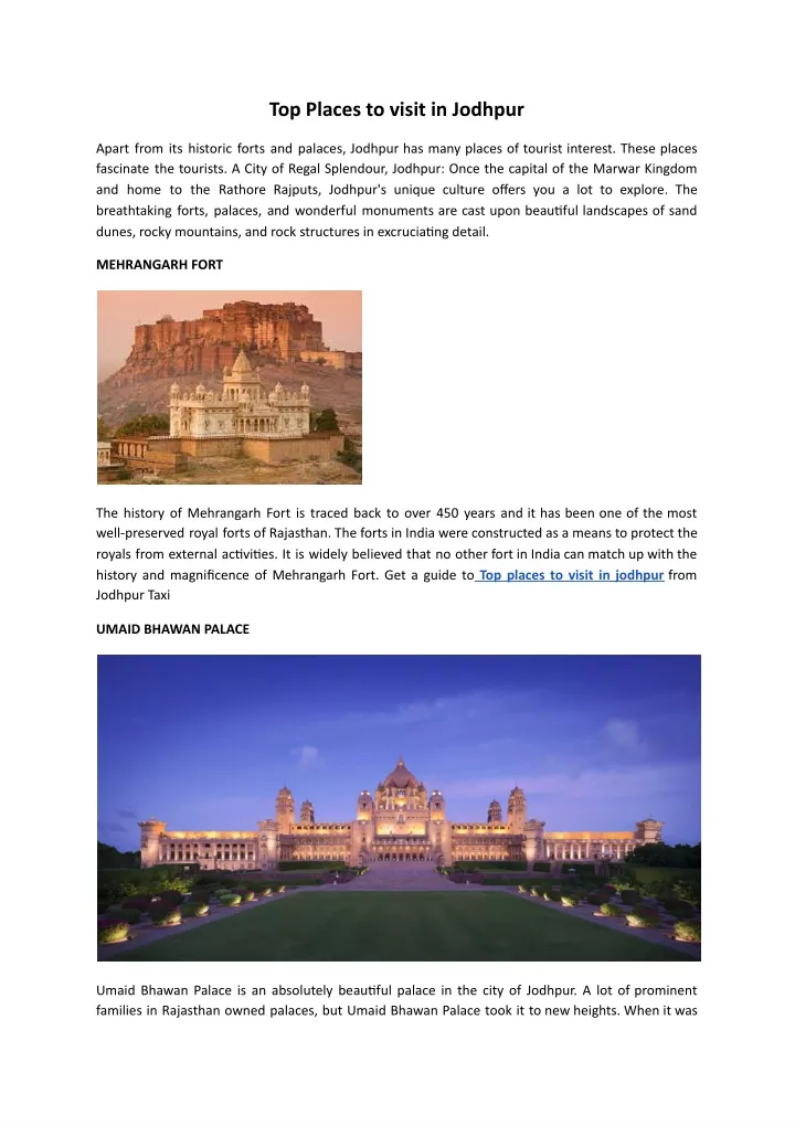 PPT - Top Place To Visit In Jodhpur PowerPoint Presentation, free ...