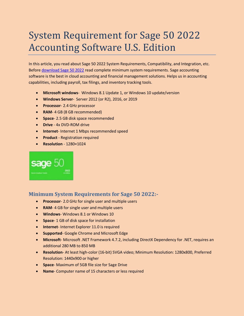 PPT Sage 50 2022 System Requirements PowerPoint Presentation, free