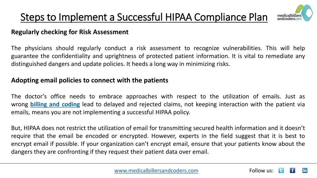 PPT - Steps to Implement a Successful HIPAA Compliance Plan PowerPoint ...