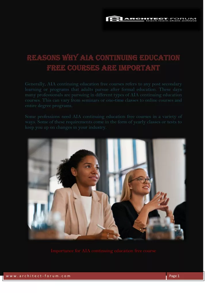 PPT Reasons Why AIA Continuing Education Free Courses Are Important