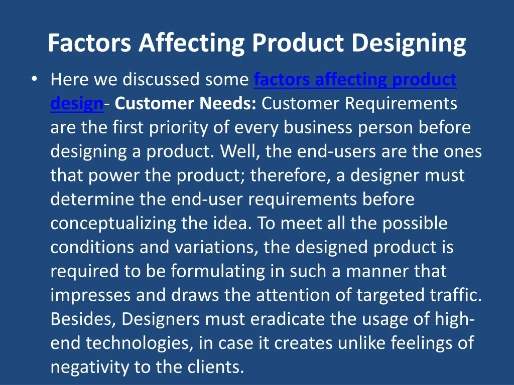 PPT Factors Affecting Product Design MITAOE PowerPoint Presentation