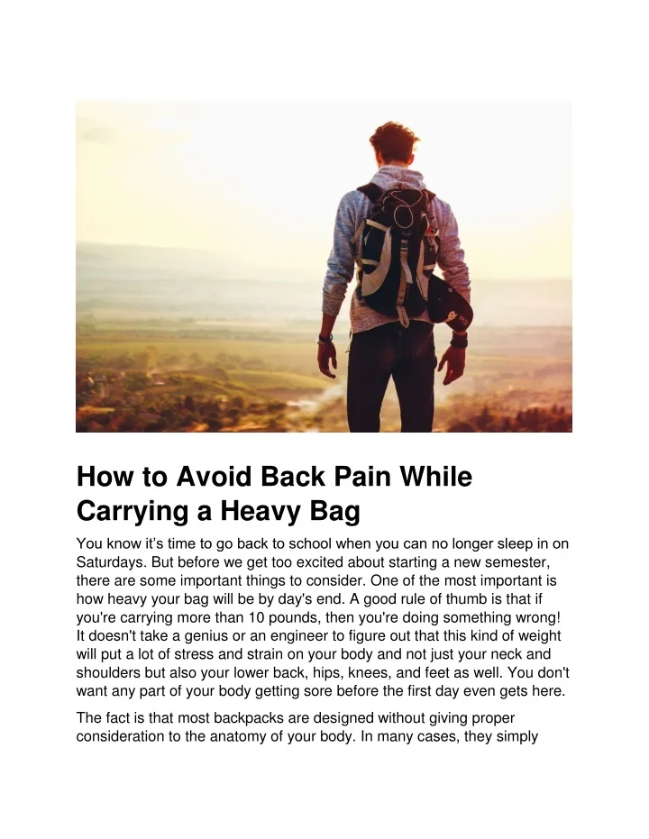 PPT How to Avoid Back Pain While Carrying a Heavy Bag PowerPoint