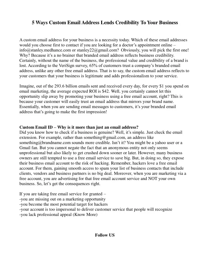 PPT 5 Ways Custom Email Address Lends Credibility To Your Business ppt-5-ways-custom-email-address-lends-credibility-to-your-business