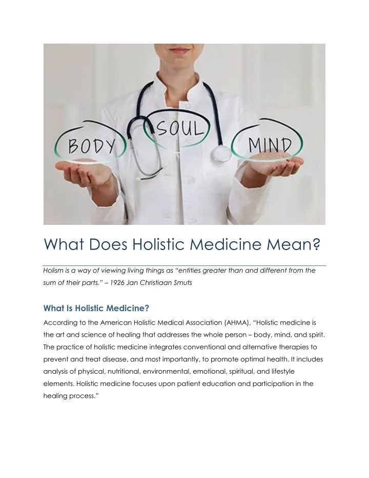 PPT What Does Holistic Medicine Mean PowerPoint Presentation, free