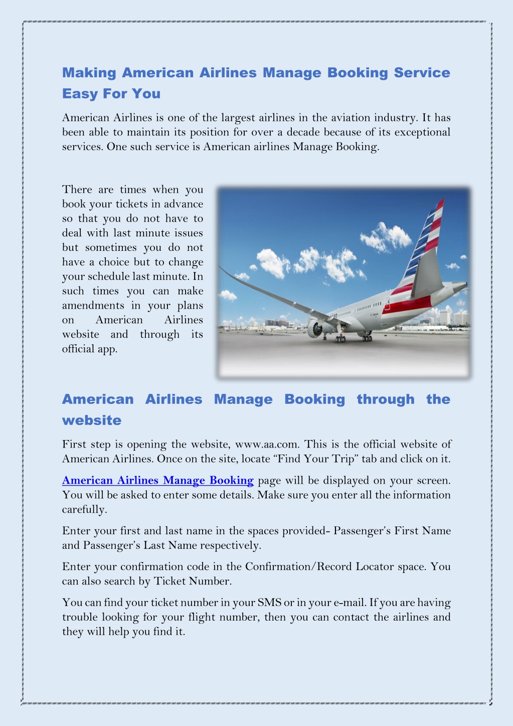 PPT Making American Airlines Manage Booking Service Easy For You