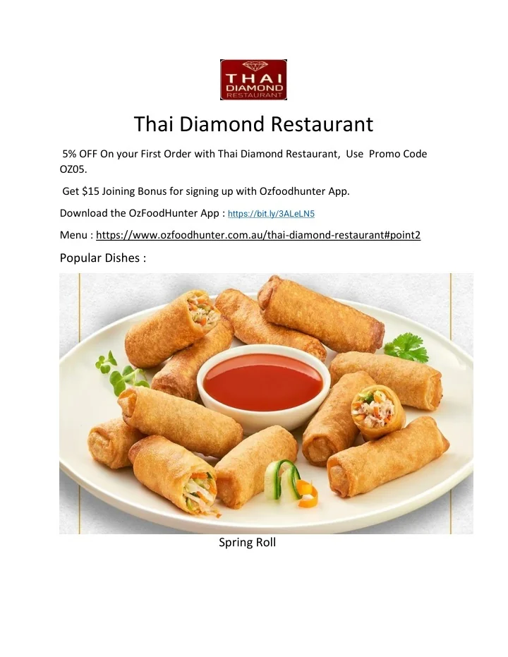 PPT 5 Off Thai Diamond Hervey Bay Menu, QLD PowerPoint
