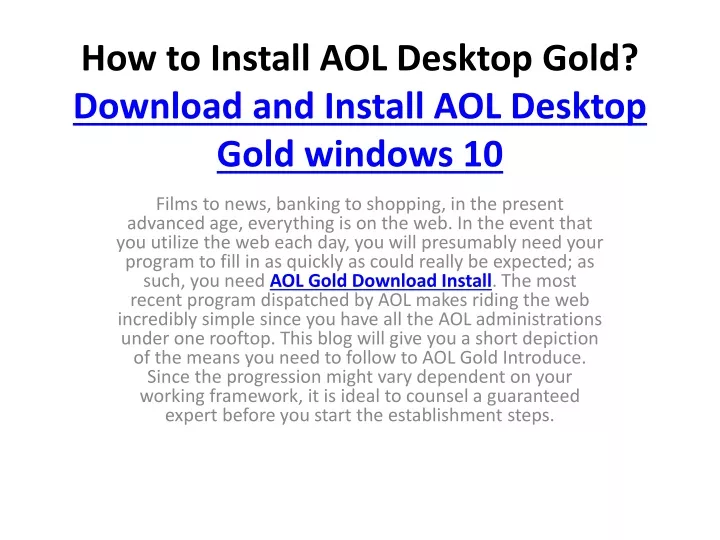 aol gold desktop download and install