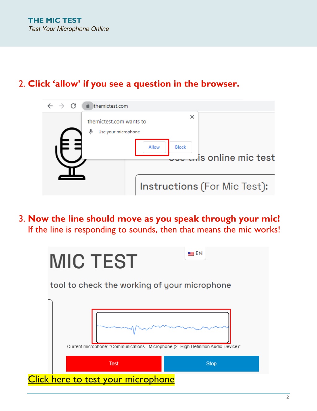 PPT How To Test Your Mic Online PowerPoint