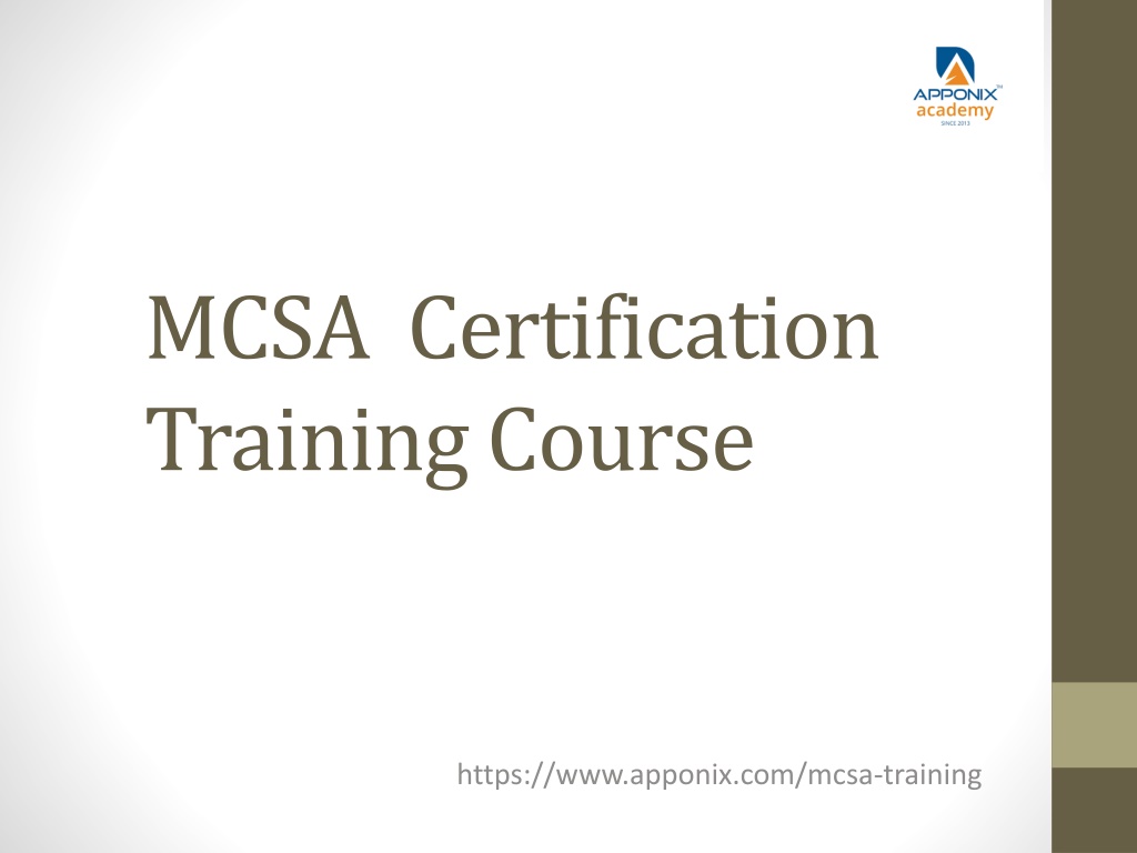 PPT MCSA Certification Training Course PowerPoint Presentation free