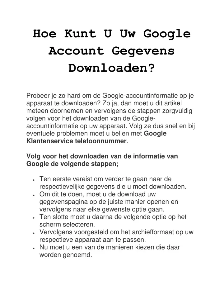 PPT - Hoe Kunt U Uw Google Account Gegevens Downloaden ...