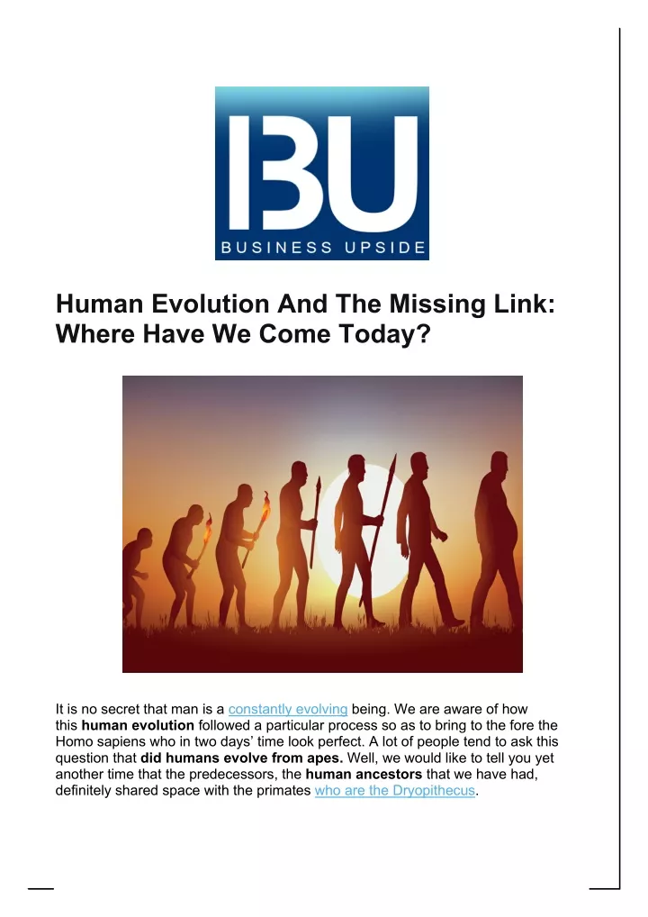 the missing link in evolution the missing link in evolution