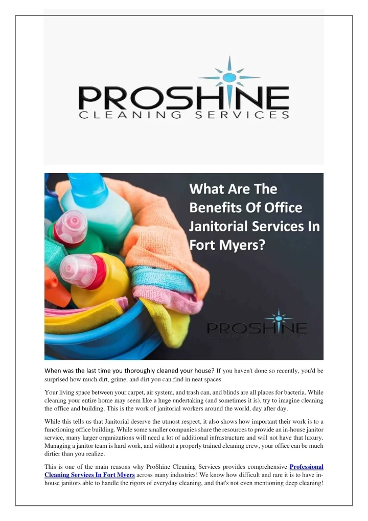 PPT Benefits of office Janitorial services in Fort Myers PowerPoint