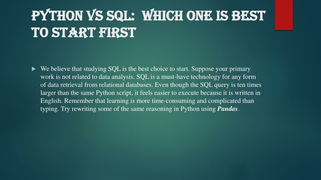 Sql Vs Python