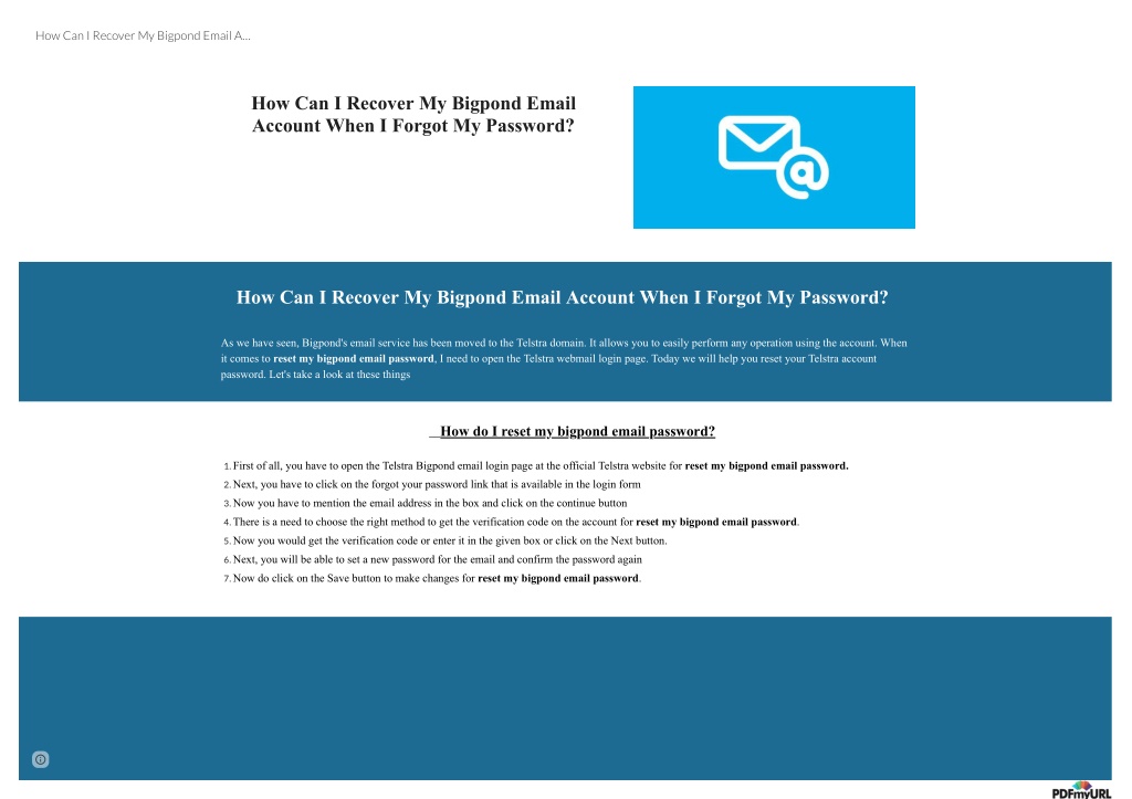 PPT - How Can I Recover My Bigpond Email Account When I ...