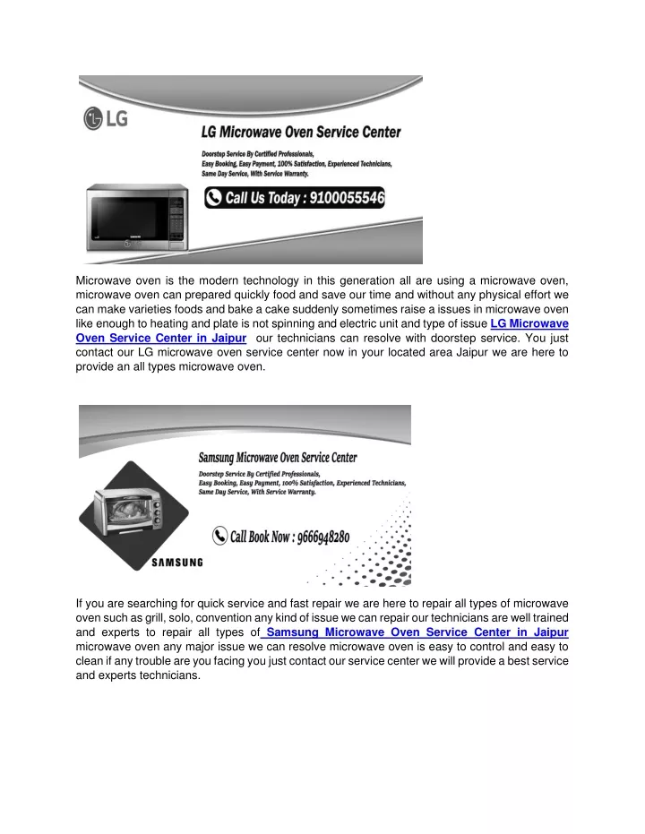 PPT LG Microwave Oven Service Center in Jaipur PowerPoint