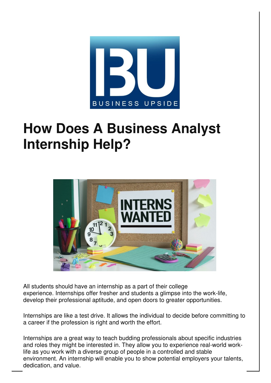PPT How Does A Business Analyst Internship Help? PowerPoint