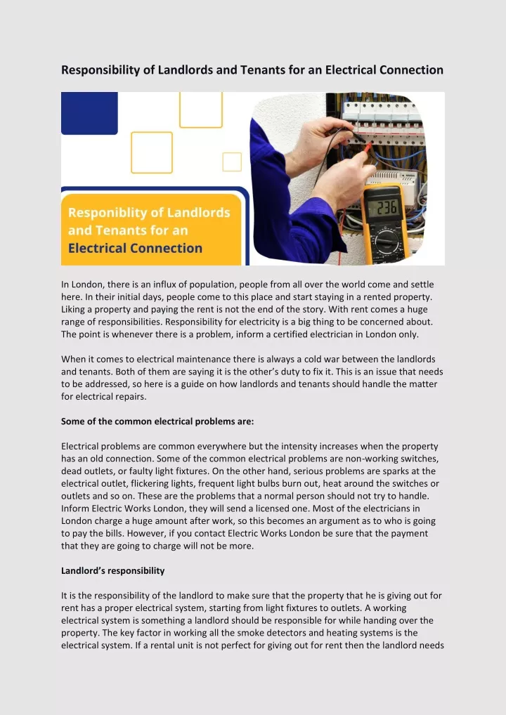 PPT Responsibility of Landlords and Tenants for an Electrical