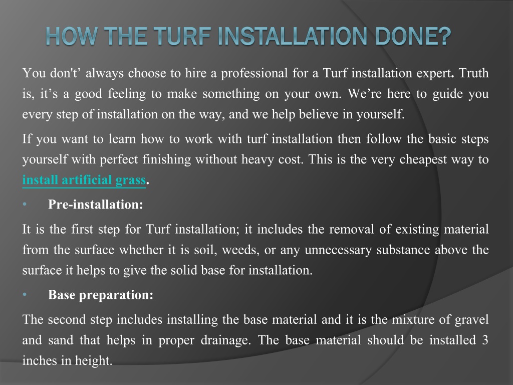 Ppt Artificial Turf Installation Powerpoint Presentation Free To