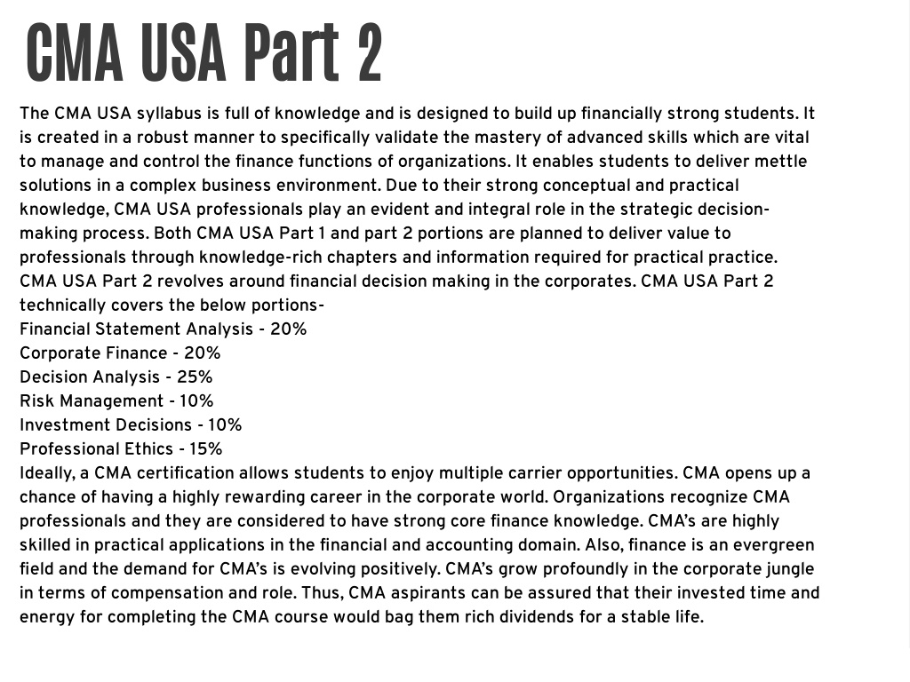 PPT CMA USA Part 2 PowerPoint Presentation, free download ID10787151