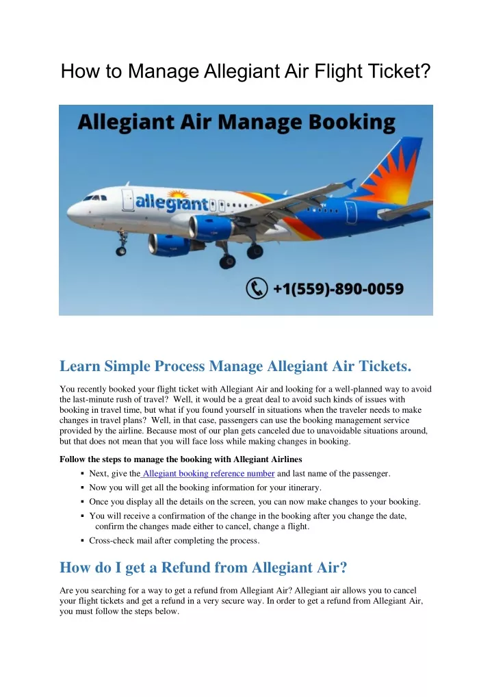 PPT Allegiant Air Manage Flight Ticket PowerPoint Presentation free