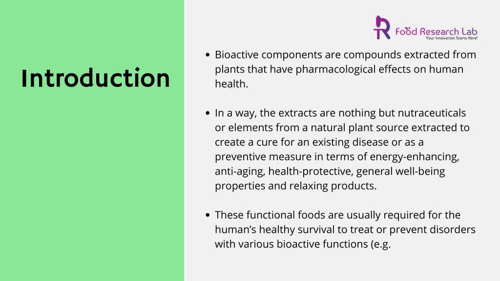 Bioactive Component Extraction Method For Active Ingredients