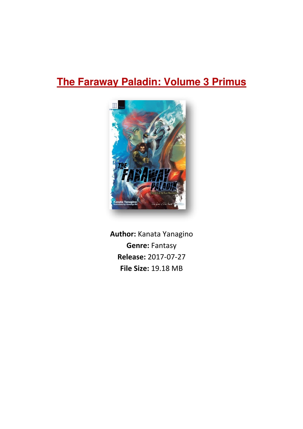 PPT - [PDF] Free Download The Faraway Paladin: Volume 3 Primus By