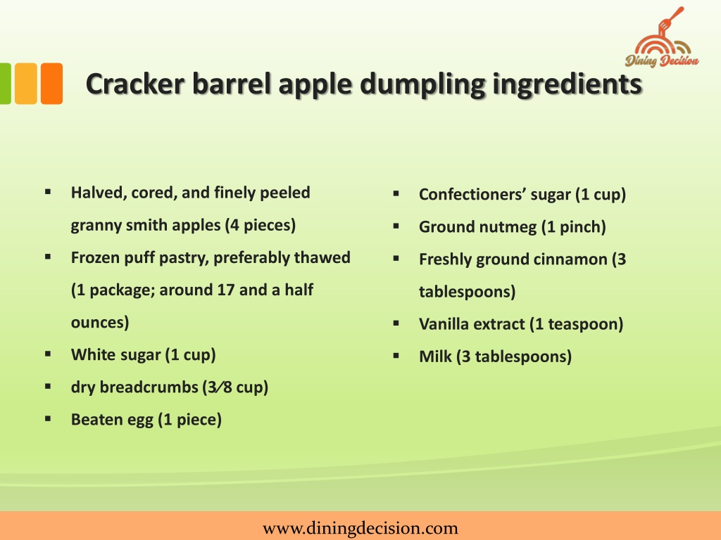 Ppt Delicious Cracker Barrel Apple Dumpling Recipe20 Powerpoint Presentation Id10792066 1334