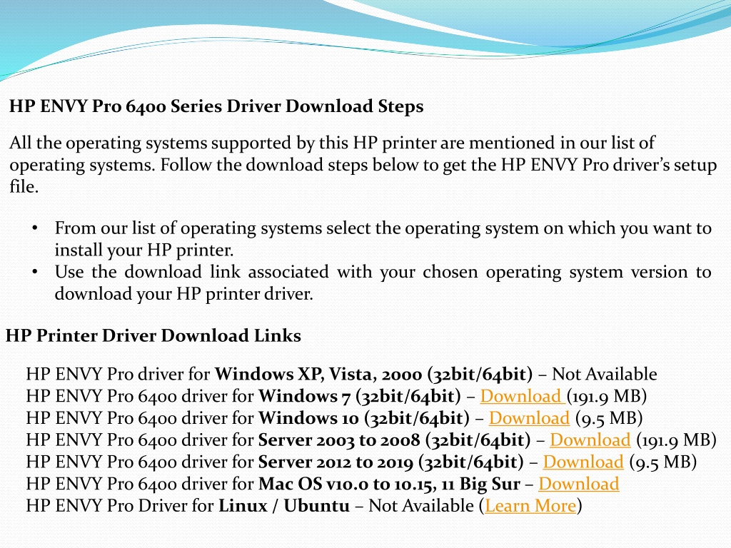 Ppt Download Hp Envy Pro 6400 Series Printer Driver Powerpoint Presentation Id10793062 0747