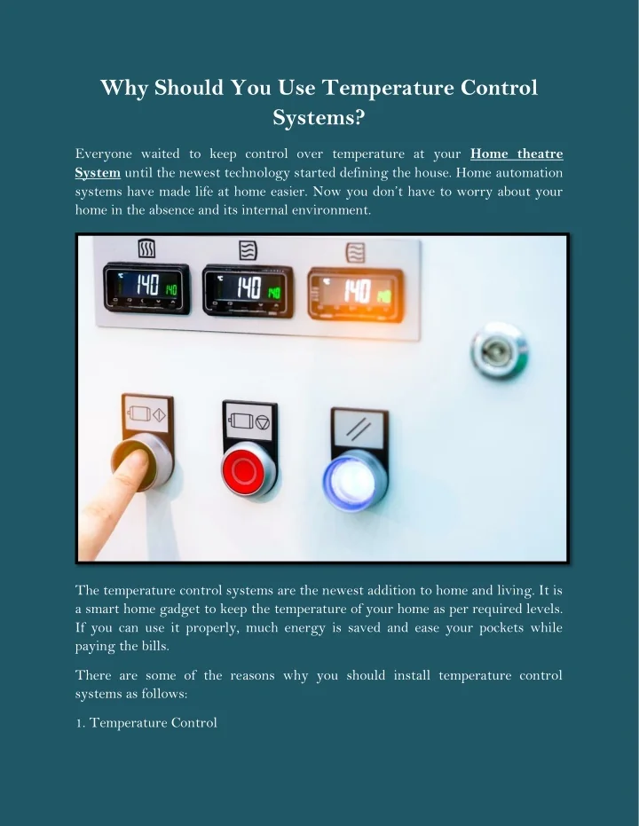 PPT Why Should You Use Temperature Control Systems PowerPoint