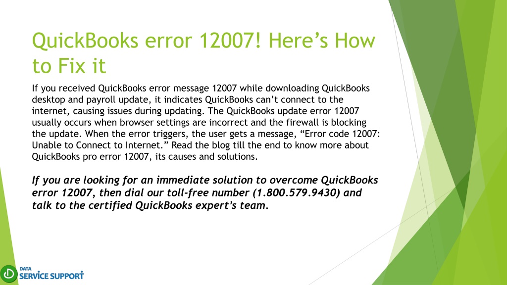 PPT - A Quick Guide To Troubleshoot QuickBooks Update Error 12007 ...