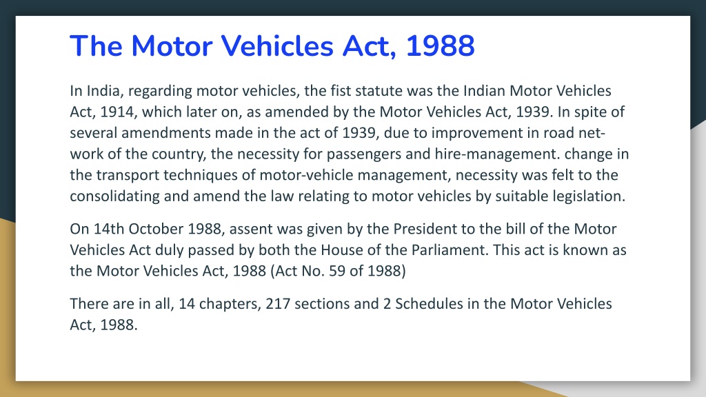 PPT - The Motor Vehicle Act 1988 PowerPoint Presentation, free download