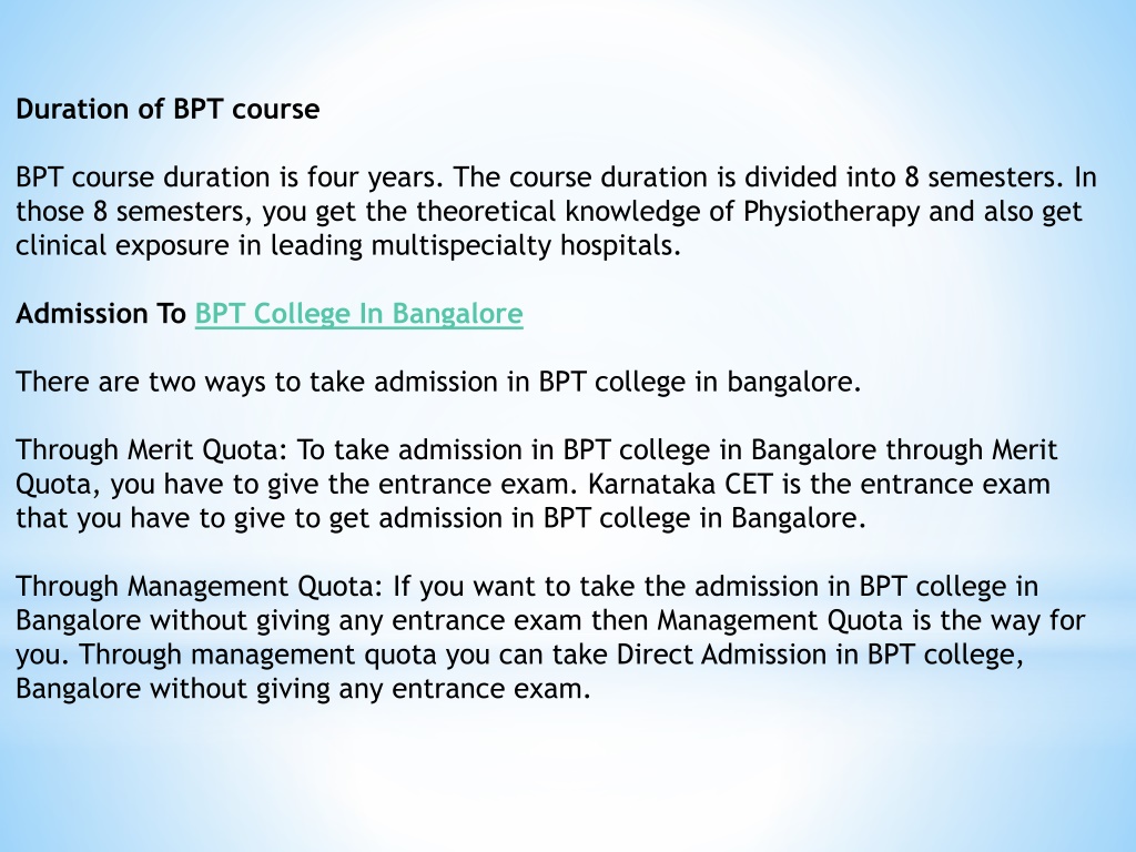 Duration Of Bpt Course