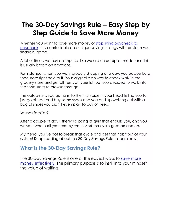 ppt-the-30-day-savings-rule-easy-step-by-step-guide-to-save-more-money-powerpoint